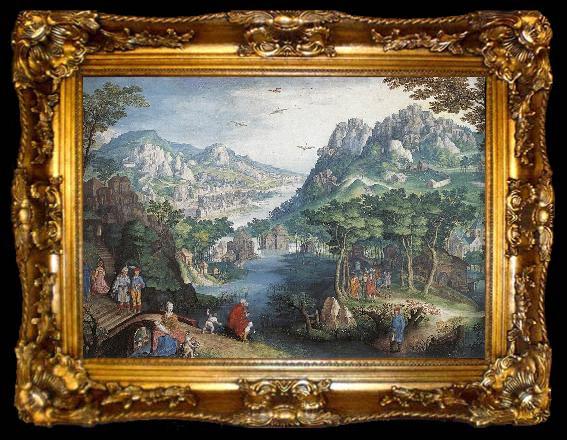 framed  CONINXLOO, Gillis van Mountain Landscape with River Valley and the Prophet Hosea dsg, ta009-2